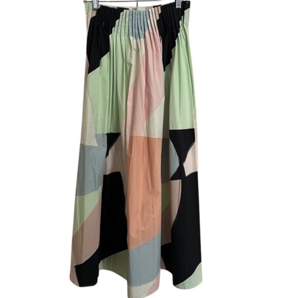 NWT HTF ASOS EDITION Abstract Colorblock Cotton Midi Skirt Pleated Waist Size 4